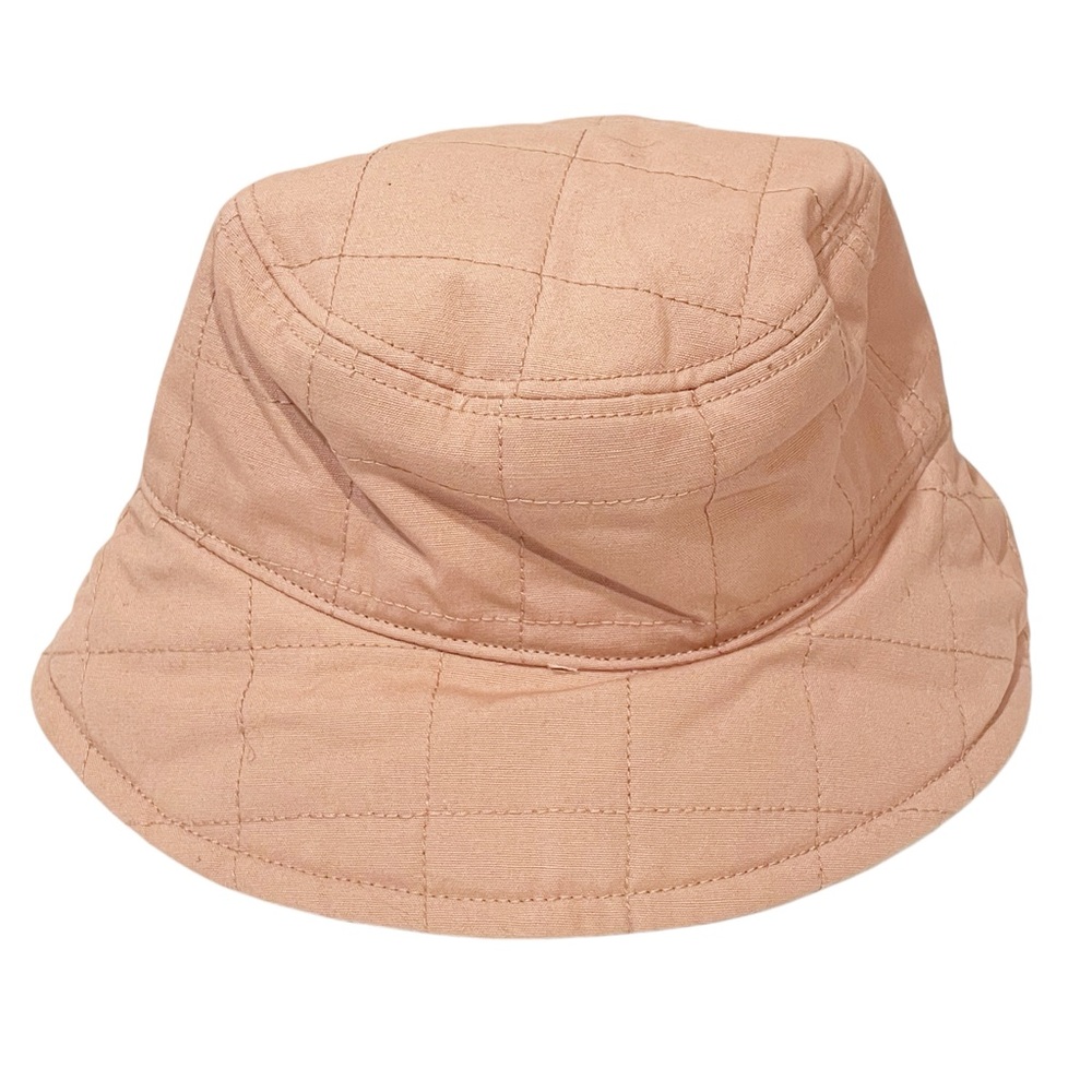 Madewell Pink Tan Medium/Large Reversible‎ Quilted Bucket Hat NEW